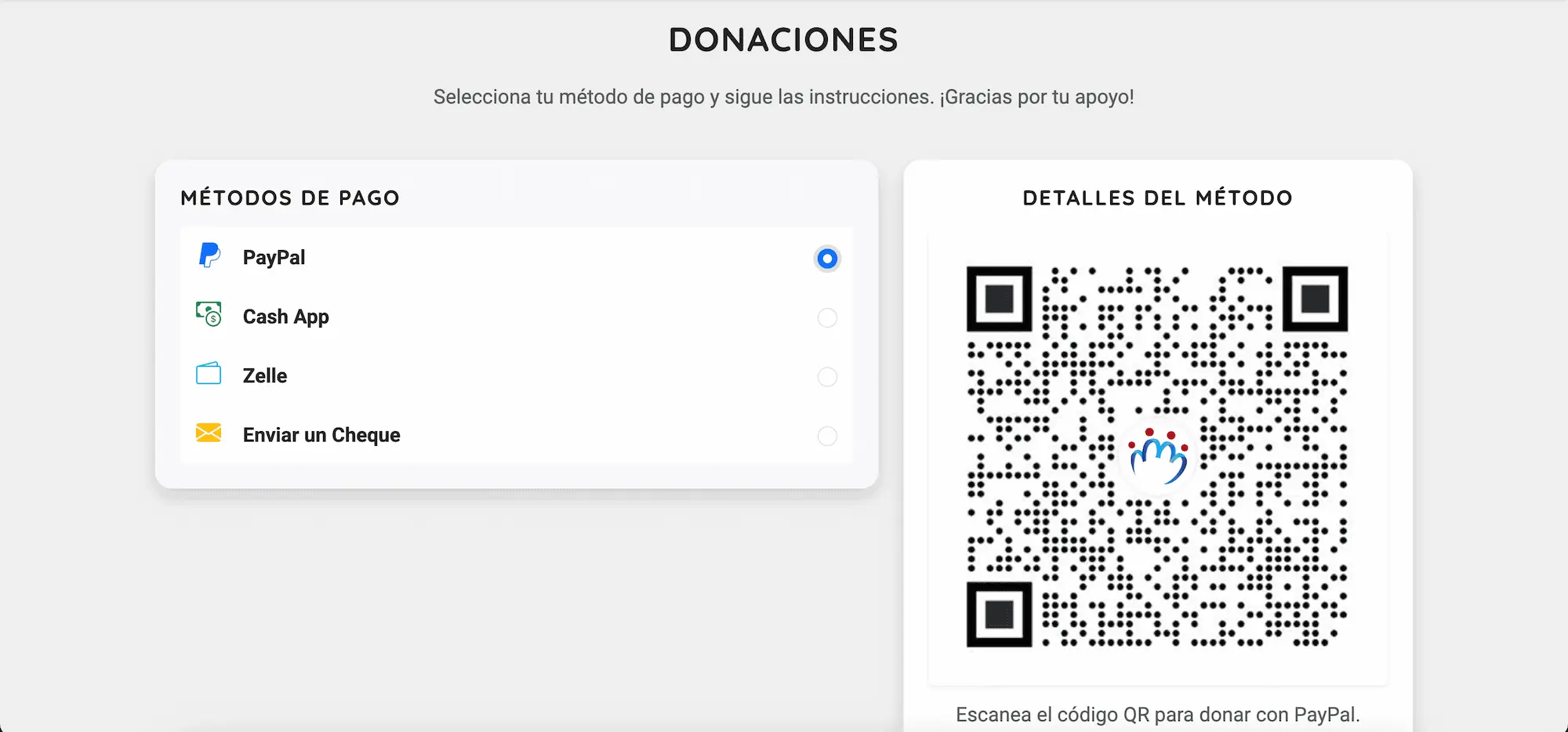Casa del Rey Church donation page design