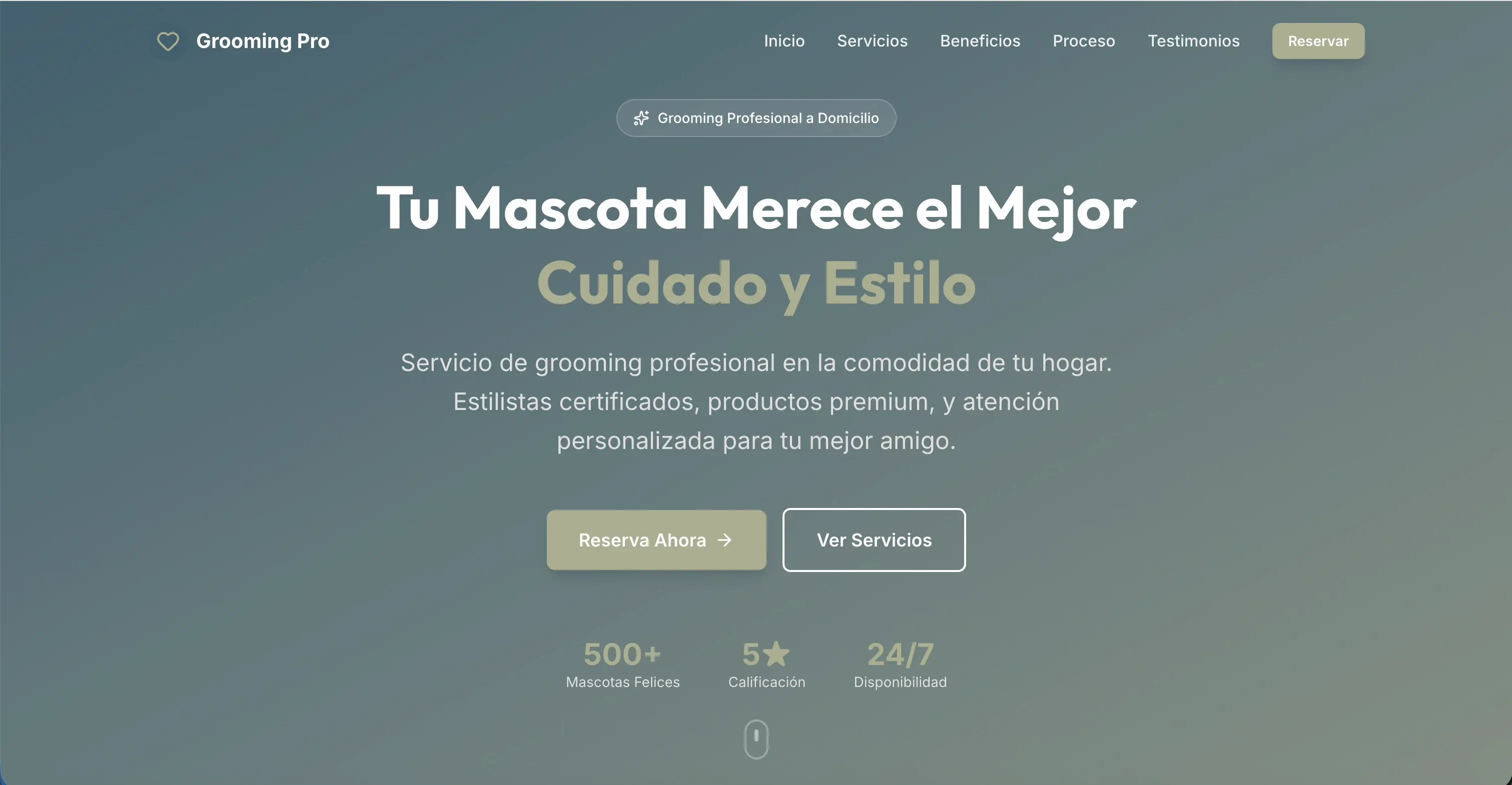 Diseño de ejemplo para cuidado de mascotas